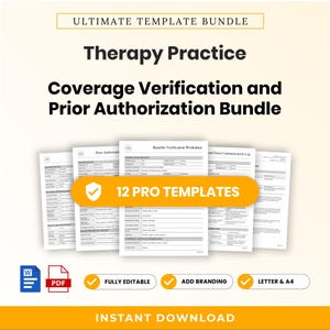 Therapy Practice Coverage Verification and Prior Authorization Template Bundle – Editable Word + PDF (A4, US Letter)