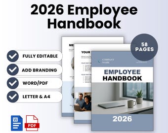 Employee Handbook 2026 Template – Word & PDF, A4 + US Letter