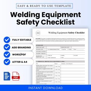 Welding Equipment Safety Checklist Template – Word & PDF, A4 + US Letter