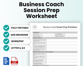 Business Coach Session Prep Worksheet Template – Word & PDF, A4 + US Letter