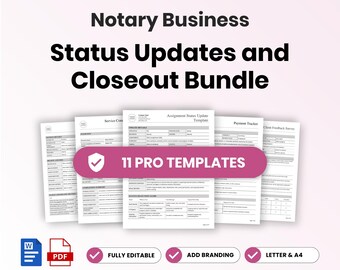 Notary Business Status Updates and Closeout Template Bundle – Editable Word + PDF (A4, US Letter)