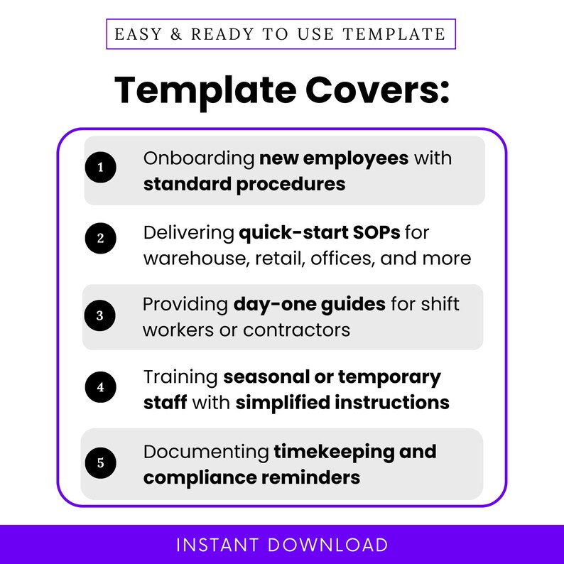 SOP Training Handout Template – Word & PDF, A4 + US Letter - Etsy