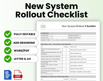 New System Rollout Checklist Template – Word & PDF, A4 + US Letter
