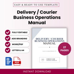 Delivery / Courier Business Operations Manual Template – Word & PDF, A4 + US Letter