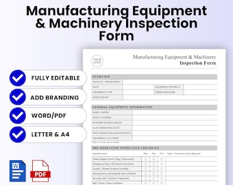 Manufacturing Equipment and Machinery Inspection Form Template – Word & PDF, A4 + US Letter