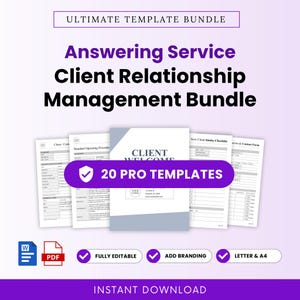 Answering Service Client Relationship Management Templates Bundle – Word & PDF, A4 + US Letter