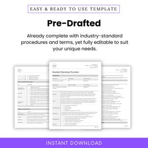 Pre-drafted customer service SOP template featuring professional language and ready-to-use procedures. Complete with editable fields for customization to match your organization’s standards.