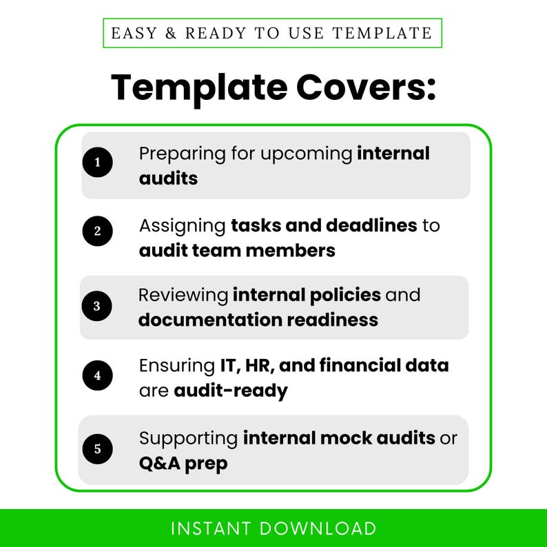Mock Audit Example Internal Audit Prep Checklist Template – Word & PDF, A4 + US Letter - Etsy
