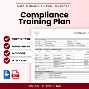 Compliance Training Plan Template (Word, PDF), Employee Training Planner, New Hire Onboarding Plan, Employee Training Plan, Training Program