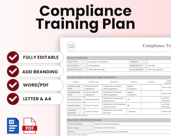 Compliance Training Plan Template (Word, PDF), Employee Training Planner, New Hire Onboarding Plan, Employee Training Plan, Training Program