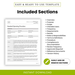 Bookkeeping Client File Setup and Document Organization Template with included sections such as overview, purpose, scope, intended users, roles and responsibilities, terms and definitions, procedure, compliance documentation, and version history. This editable SOP template is ideal for independent bookkeepers, virtual bookkeeping businesses, office managers, and bookkeeping support teams that want an easy-to-customize filing process.
