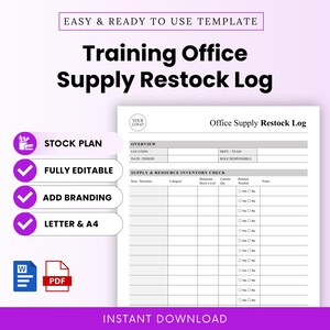 Training Office Supply Restock Log Template – Word & PDF, A4 + US Letter