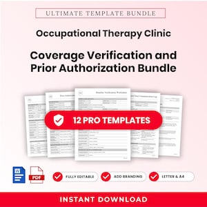 Occupational Therapy Clinic Coverage Verification and Prior Authorization Template Bundle – Editable Word + PDF (A4, US Letter)