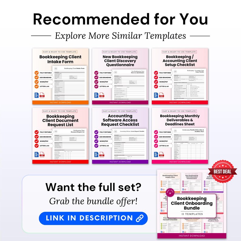 Bookkeeping / Accounting Client Setup Checklist Template – Word & PDF ...
