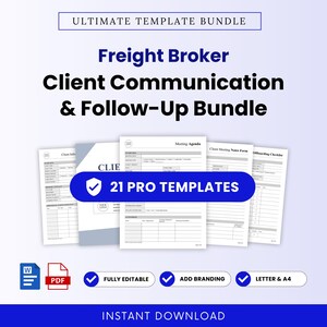 Freight Broker Client Communication and Follow-Up Templates Bundle – Word & PDF, A4 + US Letter