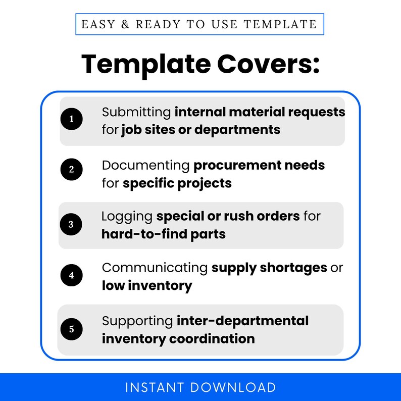Material Request Form Template – Word & PDF, A4 + US Letter - Etsy