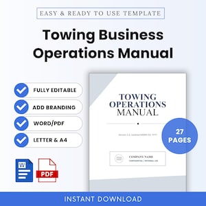 Towing Business Operations Manual Template – Word & PDF, A4 + US Letter
