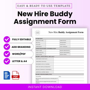 New Hire Buddy Assignment Form Template – Word & PDF, A4 + US Letter