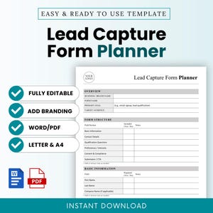 Lead Capture Form Planner Template – Word & PDF, A4 + US Letter