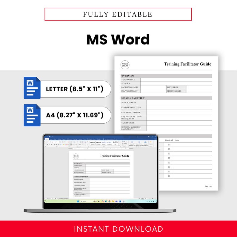 Training Facilitator Guide Template – Word & PDF, A4 + US Letter - Etsy