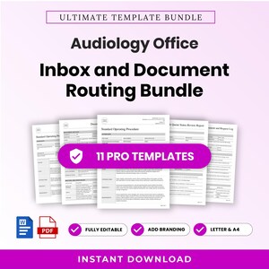 Audiology Office Inbox and Document Routing Template Bundle – Editable Word + PDF (A4, US Letter)