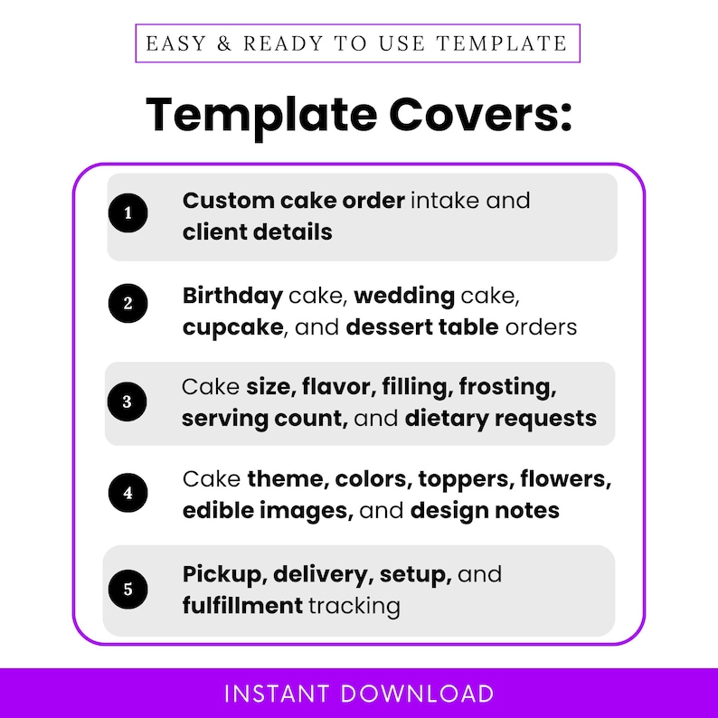 Custom Cake Order Form Template – Word & PDF, A4 + US Letter - Etsy