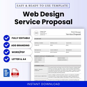 Web Design Service Proposal Template – Word & PDF, A4 + US Letter
