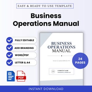 Business Operations Manual Template – Word & PDF, A4 + US Letter