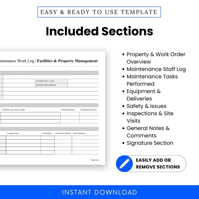 Property Log Example Police Maintenance Work Log Template for Facilities and Property Management ...