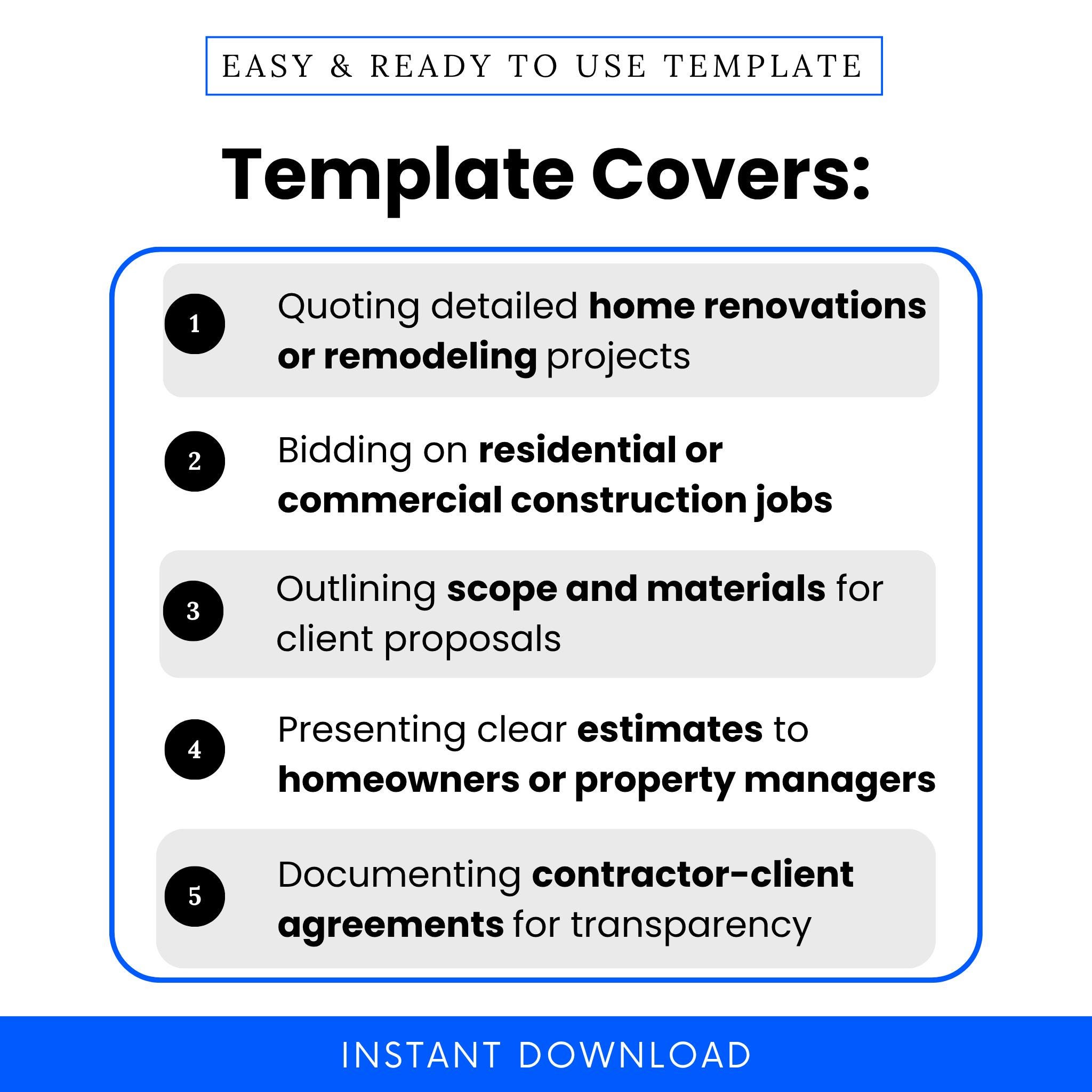 Contractor Bid Lette Construction Proposal / Bid Template – Word & PDF, A4 + US Letter - Etsy