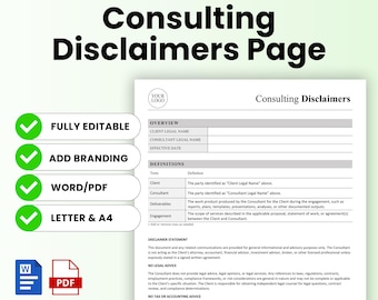 Consulting Disclaimers Page Template – Word & PDF, A4 + US Letter