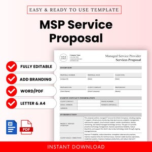 Managed Service Provider Service Proposal Template – Word & PDF, A4 + US Letter