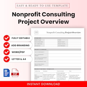 Nonprofit Consulting Project Overview Template – Word & PDF, A4 + US Letter
