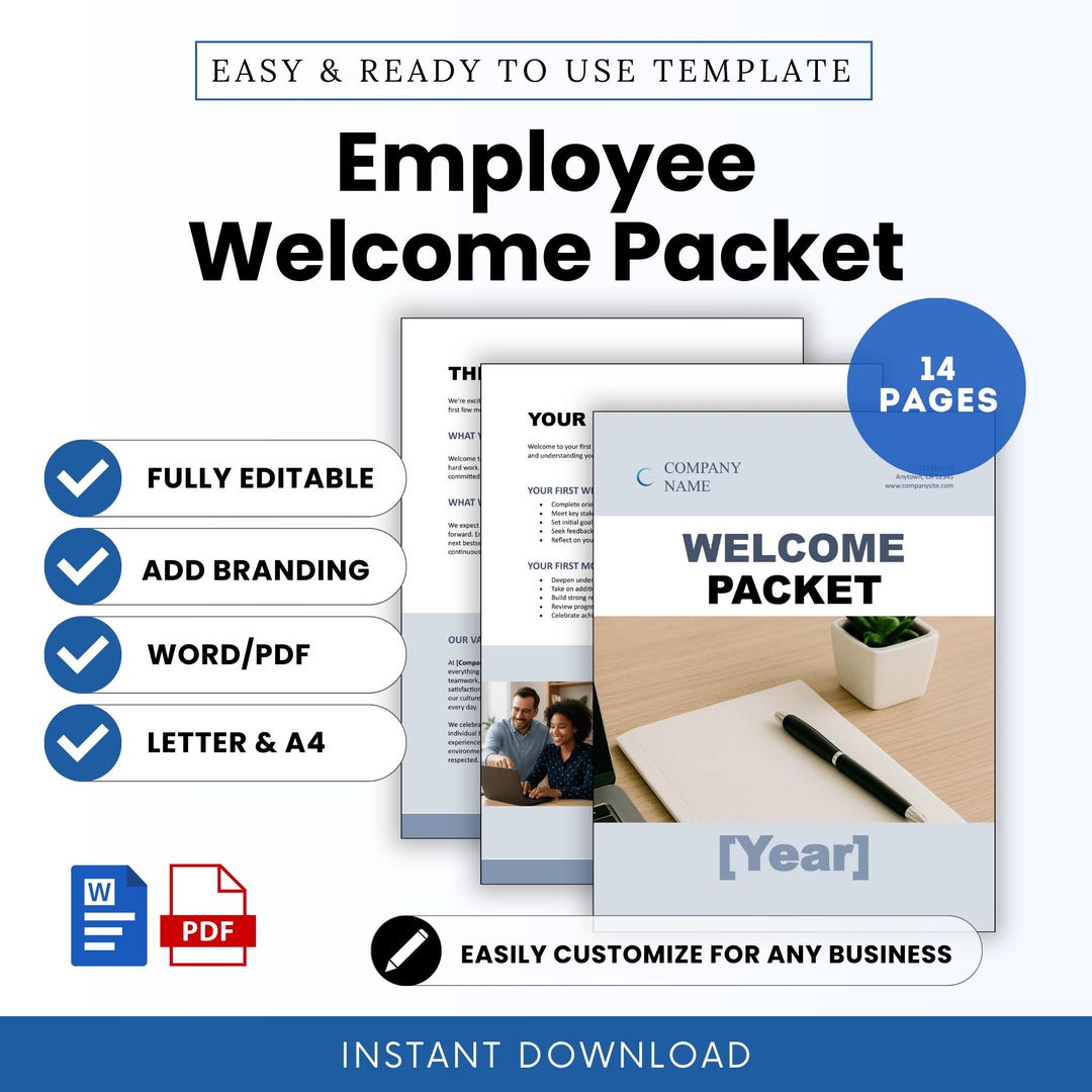 Employee Welcome Packet Template – Word & PDF, A4 + US Letter - Etsy