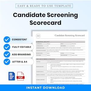 Candidate Screening Scorecard Template – Editable Word + PDF (A4, US Letter)
