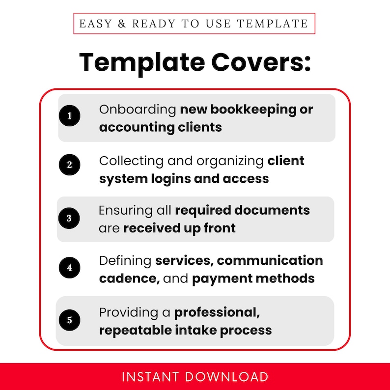 Bookkeeping / Accounting Client Setup Checklist Template – Word & PDF ...