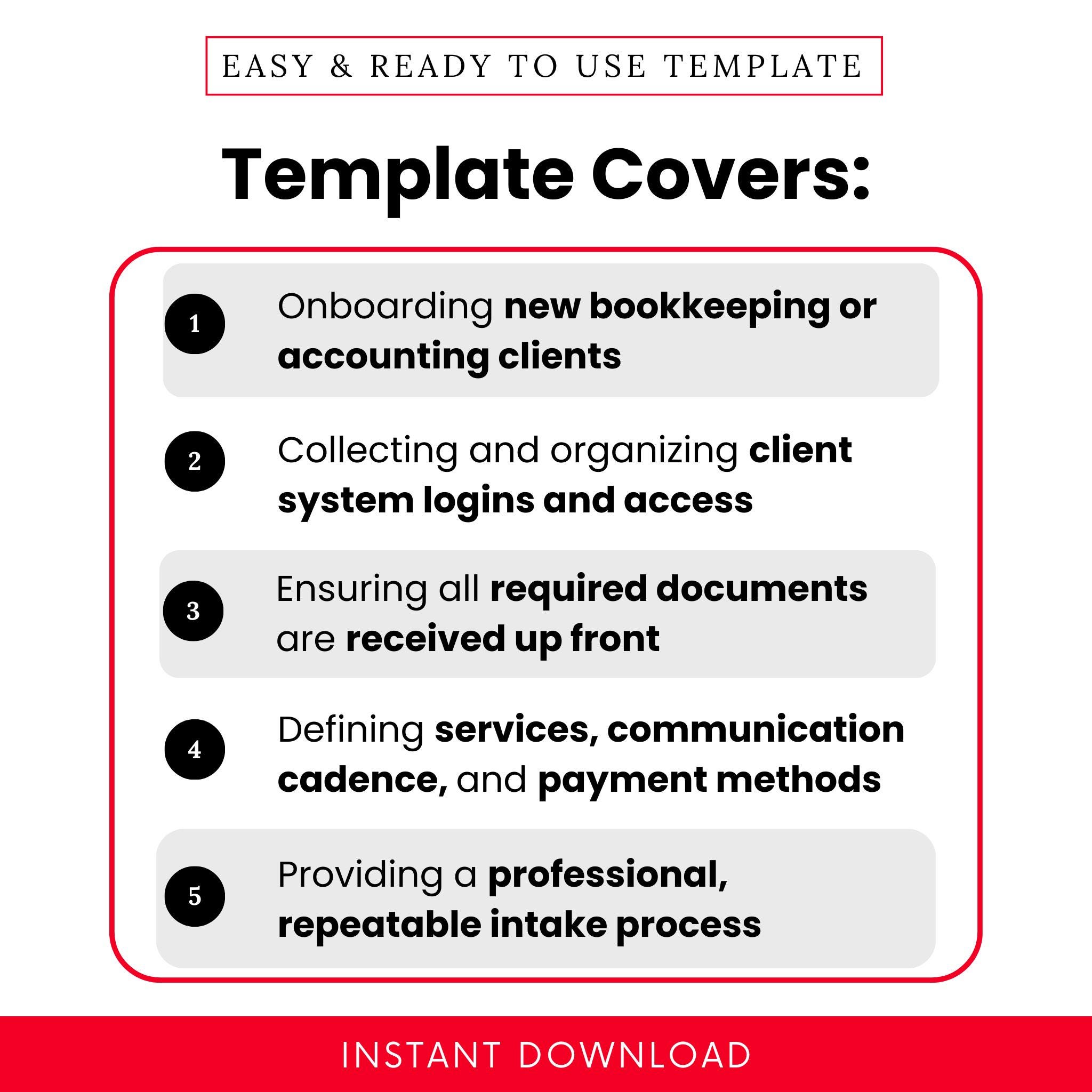 Bookkeeping / Accounting Client Setup Checklist Template – Word & PDF ...