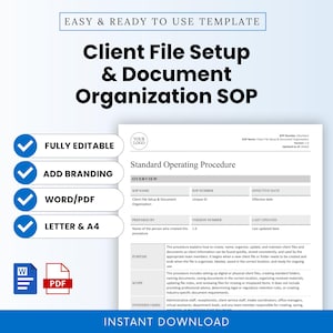 Client File Setup and Document Organization SOP Template – Word & PDF, A4 + US Letter
