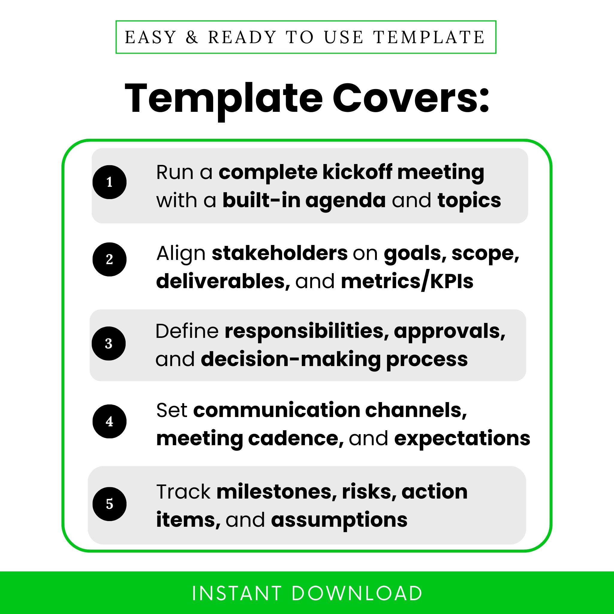 Project Kick-off Meeting Agenda and Notes Template – Word & PDF, A4 ...