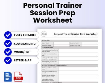 Personal Trainer Session Prep Worksheet Template – Word & PDF, A4 + US Letter
