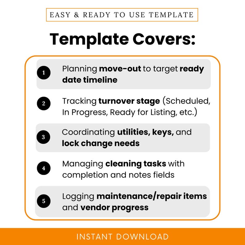 Rental Unit Turnover Checklist Template – Word & PDF, A4 + US Letter - Etsy