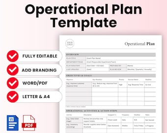 Operational Plan Template – Word & PDF, A4 + US Letter