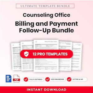 Counseling Office Billing and Payment Follow-Up Template Bundle – Word & PDF, A4 + US Letter