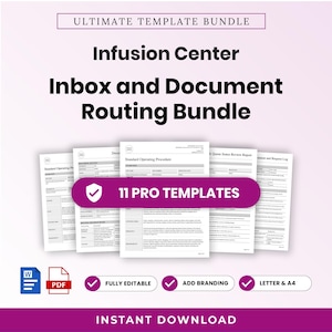 Infusion Center Inbox and Document Routing Template Bundle – Editable Word + PDF (A4, US Letter)