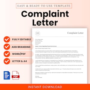 Complaint Letter Template (Word, PDF), Formal Complaint Letter, Customer Complaint Letter, Complaint Letter Format, Business Complaint