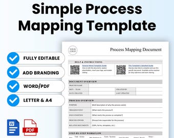 Simple Process Mapping Template - Word & PDF, A4 + US Letter