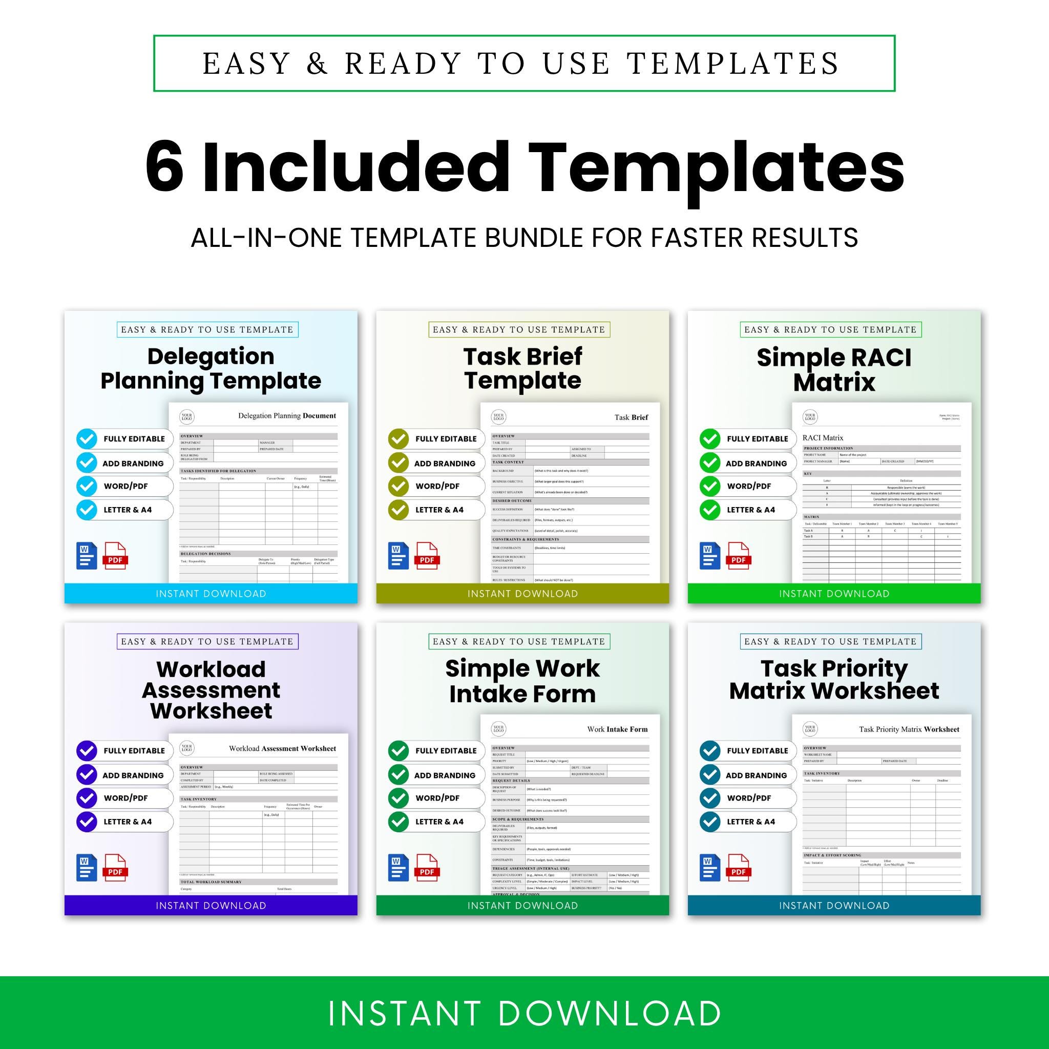 Task Delegation Template.pdf Delegation and Work Planning Templates Bundle – Word & PDF, A4 + US ...