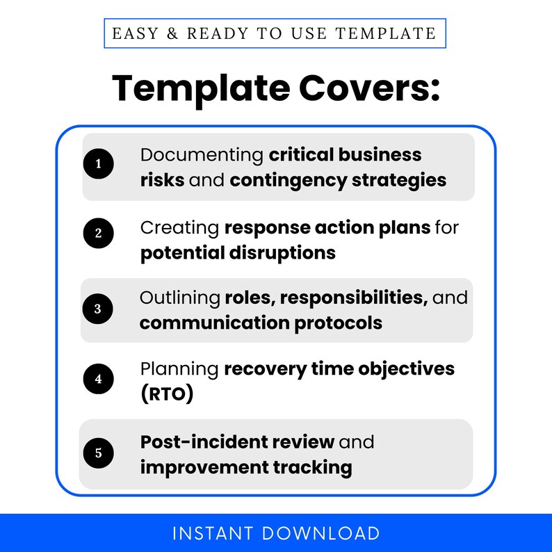 Contingency Plan Roles Contingency Plan Template – Word & PDF, A4 + US Letter - Etsy