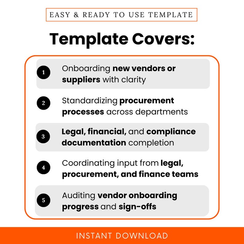 Vendor Onboarding Checklist Template – Word & PDF, A4 + US Letter - Etsy