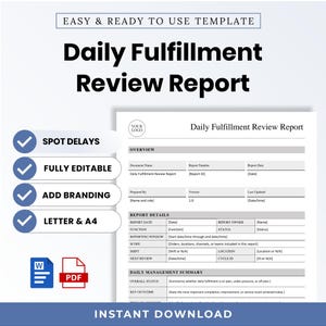 Daily Fulfillment Review Report Template – Editable Word + PDF (A4, US Letter)